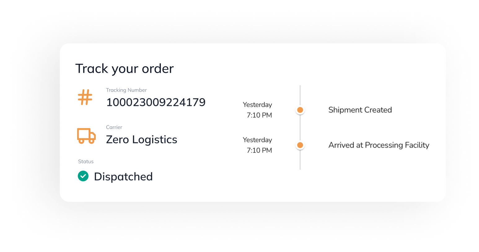 order tracking on a logistics management platform